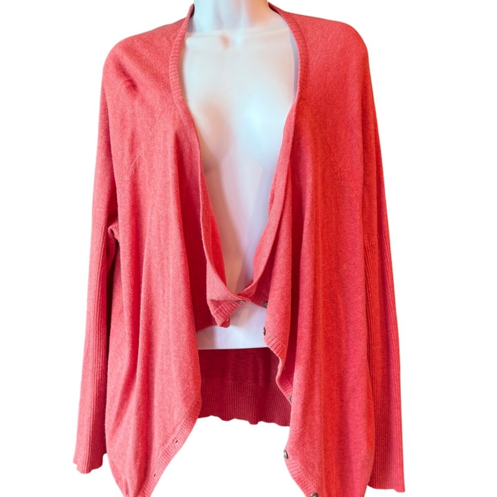 EILEEN FISHER Drapey Cardigan Sweater Watermelon Color Women's Size Large
